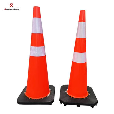 quality PVC Aviso de Segurança Rodoviária Coneis de Tráfego Coneis de Segurança Refletores Base preta 36 polegadas factory