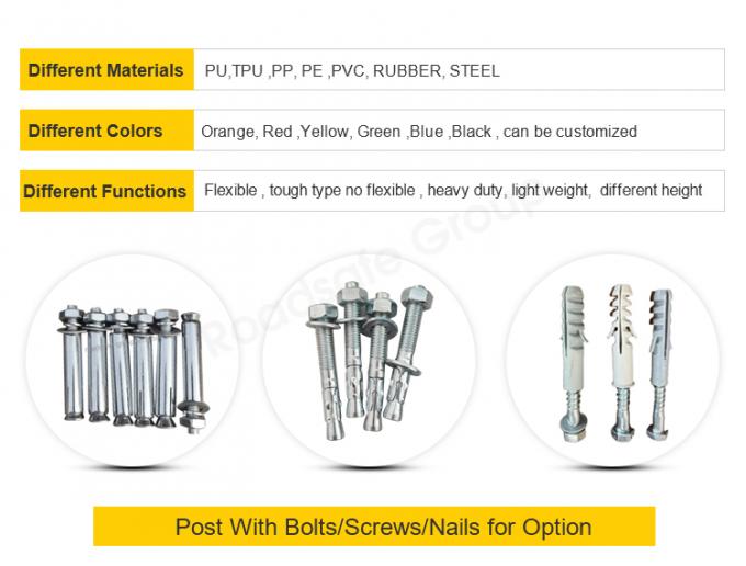 Aviso de segurança rodoviária ao ar livre de 75 cm Pólvora de aviso de trânsito de plástico PU durável 8