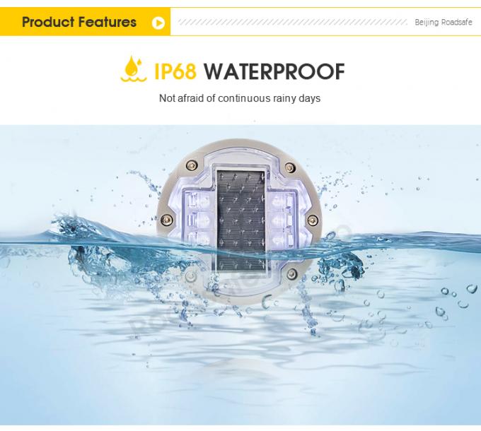 Alumínio Redondo Flashing LED Embedded Cat Eye Wireless Underground Driveway Marking Light Solar Road Stud 2