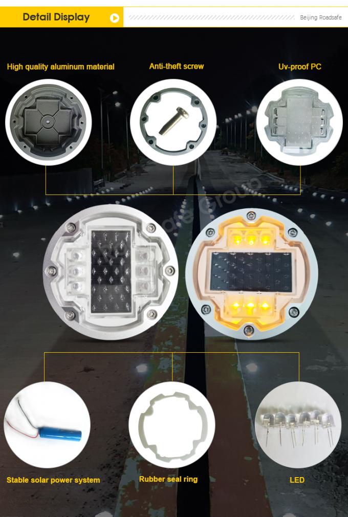 Alumínio Redondo Flashing LED Embedded Cat Eye Wireless Underground Driveway Marking Light Solar Road Stud 4