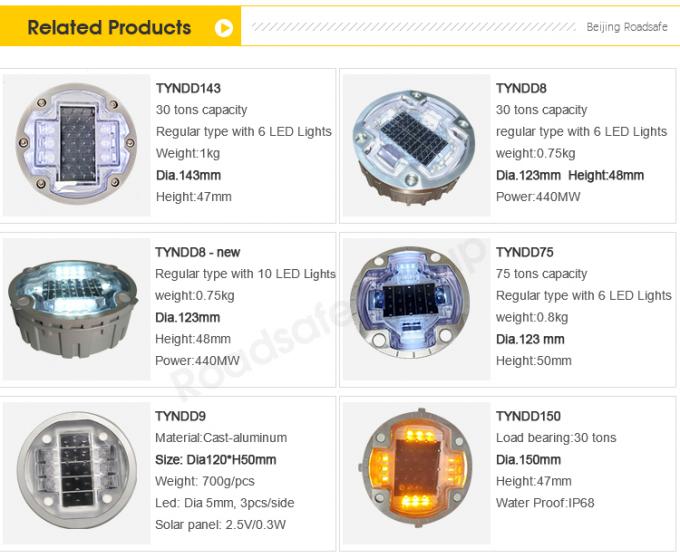 Alumínio Redondo Flashing LED Embedded Cat Eye Wireless Underground Driveway Marking Light Solar Road Stud 6