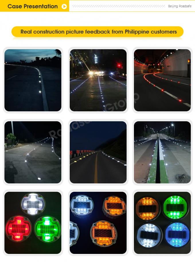 Alumínio Redondo Flashing LED Embedded Cat Eye Wireless Underground Driveway Marking Light Solar Road Stud 5