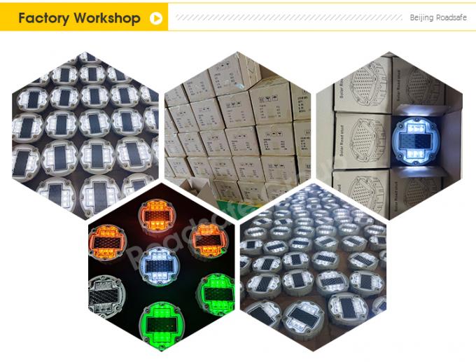 Alumínio Redondo Flashing LED Embedded Cat Eye Wireless Underground Driveway Marking Light Solar Road Stud 7